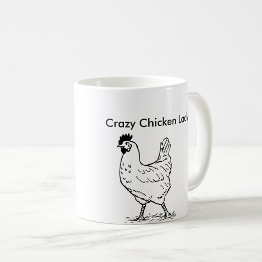 Verrückte Huhn-Dame Coffee Mug Kaffeetasse (VorderseiteRechts)
