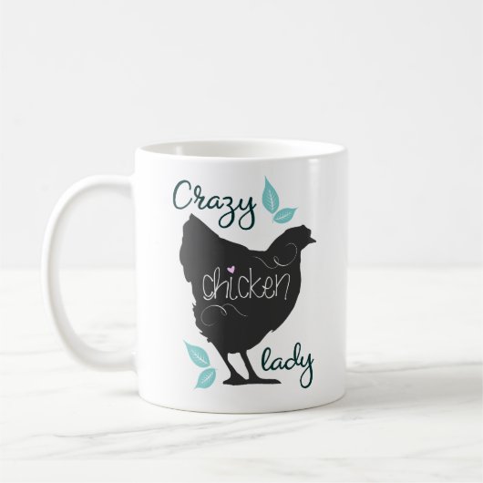 Verrückte Huhn-Dame Coffee Mug Kaffeetasse (Links)