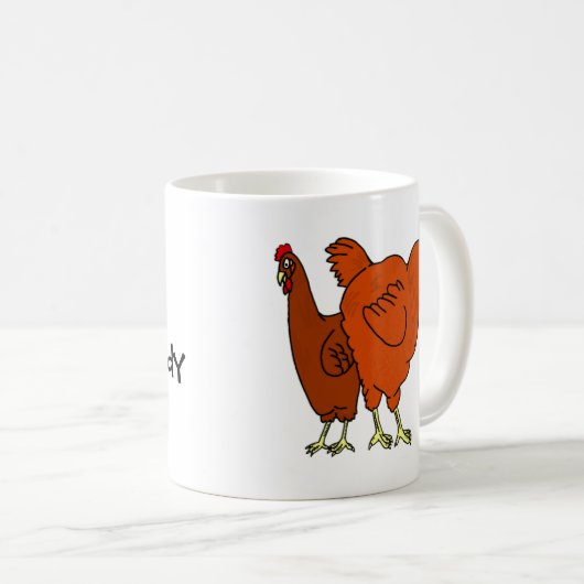 Verrückte Huhn-Dame Kaffeetasse (VorderseiteRechts)