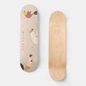 verrückte Hühner, moderne Bauernmonogramm Skateboard (Vorderseite)