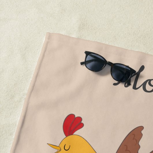 verrückte Hühner, moderne Bauernmonogramm Strandtuch (Beispiel)