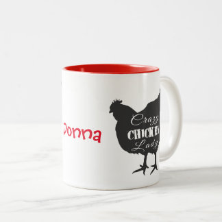 Verrückte Hühnerdame Zweifarbige Tasse