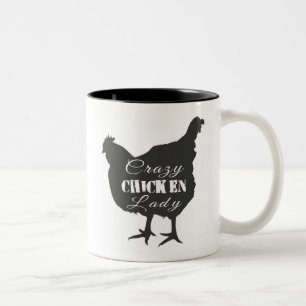 Verrückte Hühnerdame Zweifarbige Tasse