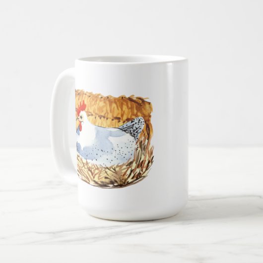 verrückte Hühnerfrau fügt Text hinzu Kaffeetasse (Vorderseite Links)