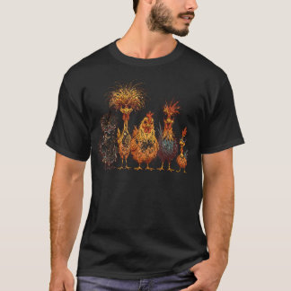 Verrückte Hühnertruppe Lustige zerzauste Farmvögel T-Shirt