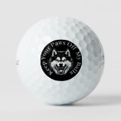 Verrückte Hund Wolf Golfer Golfball (Vorderseite)