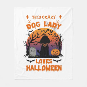Verrückte Hundefrau liebt Halloween Pudel Kürbis G Fleecedecke