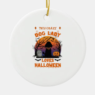Verrückte Hundefrau liebt Halloween Pudel Kürbis G Keramik Ornament