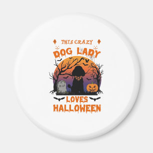 Verrückte Hundefrau liebt Halloween Pudel Kürbis G Magnet