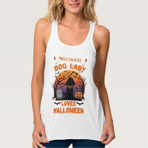 Verrückte Hundefrau liebt Halloween Pudel Kürbis G Tank Top
