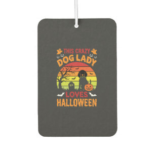 Verrückte Hundefrau liebt Halloween Vintage-Design Autolufterfrischer