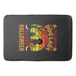 Verrückte Hundefrau liebt Halloween Vintage-Design Badematte