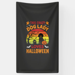 Verrückte Hundefrau liebt Halloween Vintage-Design Banner