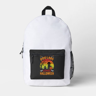 Verrückte Hundefrau liebt Halloween Vintage-Design Bedruckter Rucksack