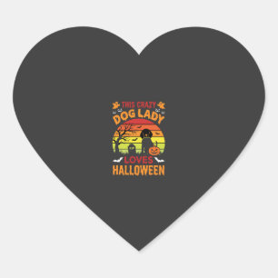 Verrückte Hundefrau liebt Halloween Vintage-Design Herz-Aufkleber