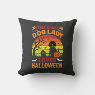 Verrückte Hundefrau liebt Halloween Vintage-Design Kissen