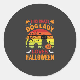 Verrückte Hundefrau liebt Halloween Vintage-Design Runder Aufkleber
