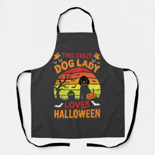 Verrückte Hundefrau liebt Halloween Vintage-Design Schürze