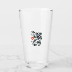 Verrückte Hundefrau Vintage Haustierliebhaber Typo Glas