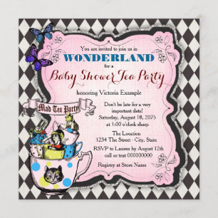 Verrückte-Hutmacher-Teeparty-Wunderland-Baby-Party Einladung