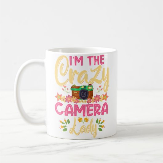 Verrückte Kamera-Dame Fotografin Fotografie Kaffeetasse (Links)