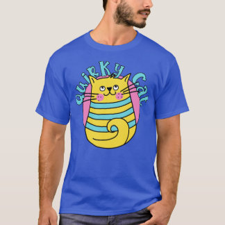 Verrückte Katze Blaue Streifen Katze T-Shirt