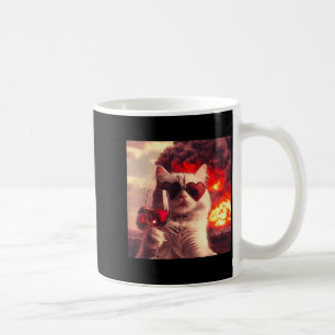 Verrückte Katze hält Wein Selfi mit Feuer Lustige Kaffeetasse