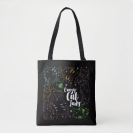 Verrückte Katzen-Dame Colorful Cartoon Pattern Tasche