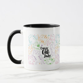 Verrückte Katzen-Dame Colorful Cartoon Pattern Tasse