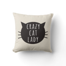 Verrückte Katzen-Dame Funny Pillow Ivory