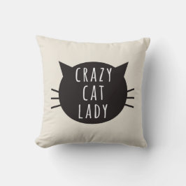 Verrückte Katzen-Dame Funny Pillow Ivory Kissen