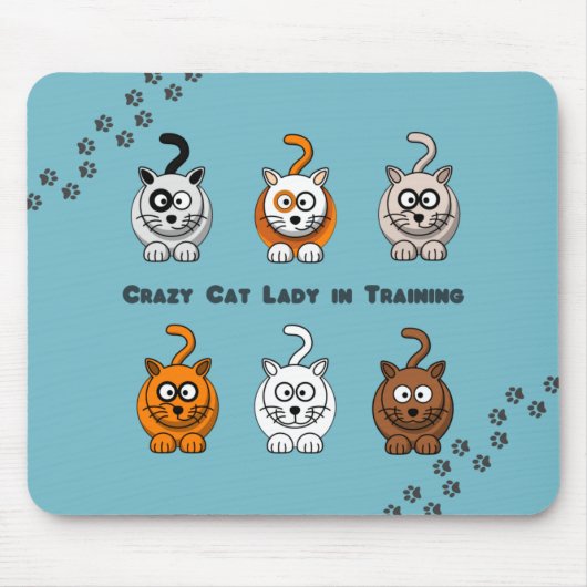 Verrückte Katzen-Dame In Training Mousepad (Vorne)