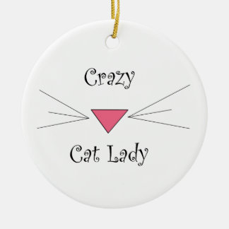 Verrückte Katzen-Dame Keramik Ornament