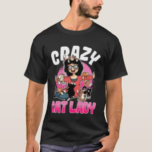 Verrückte Katzen-Dame Motiv Große Katzen-Mama Oma T-Shirt