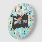Verrückte Katzen-Dame Playful Cat Pattern Große Wanduhr (Winkel)