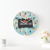 Verrückte Katzen-Dame Playful Cat Pattern Große Wanduhr (Zuhause)