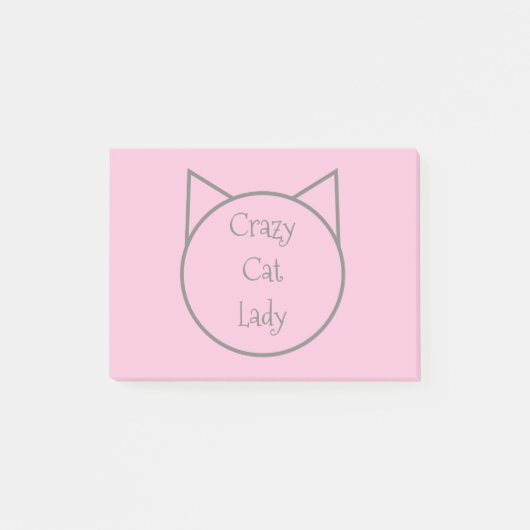 Verrückte Katzen-Dame Post-it Klebezettel (Vorderseite)