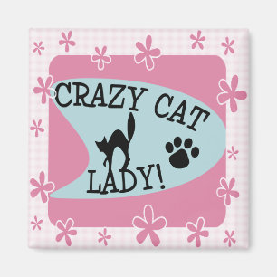 Verrückte Katzen-Dame - Retro Magnet