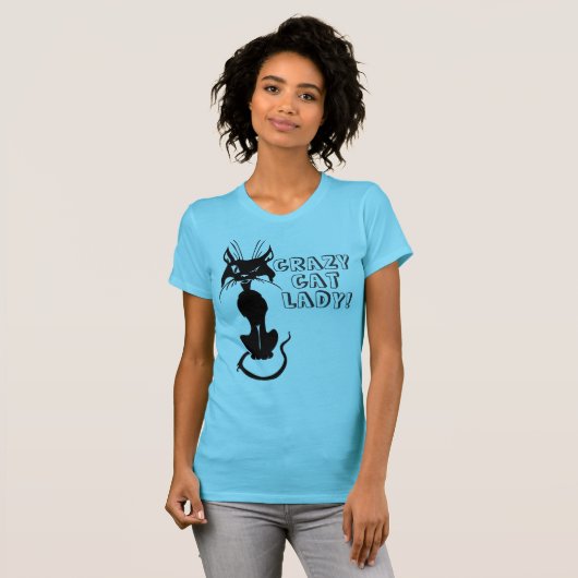 Verrückte Katzen-Dame T-Shirt (Vorne ganz)