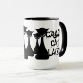 Verrückte Katzen-Dame Tasse (VorderseiteRechts)