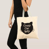 Verrückte Katzen-Dame Tote Bag Tragetasche (Vorderseite (Produkt))