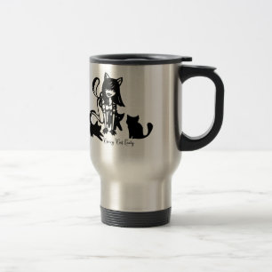 Verrückte Katzen-Dame Travel Mug Reisebecher