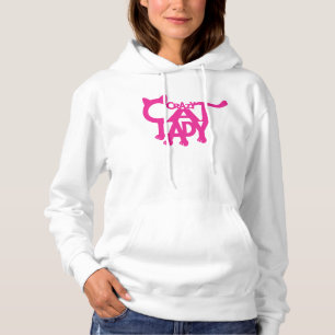 Verrückte Katzen-Dame White und PinkHoodie Hoodie