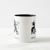 Verrückte Katzen-Dame Zweifarbige Tasse (Mittel)