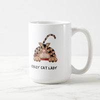 Verrückte Katzen-Damen-Tasse