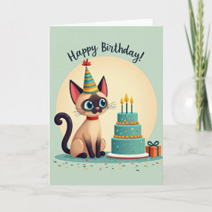 Verrückte Katzen-Geburtstagshut-Karte Karte