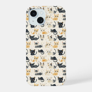 Verrückte Katzen Muster iPhone 15 Hülle