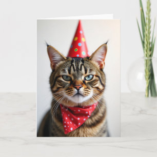 Verrückte Katzen-Partyhut-Karte Karte