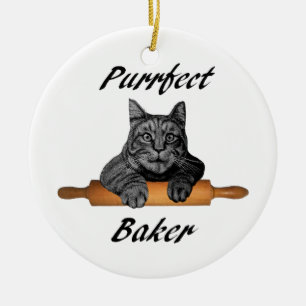 Verrückte Katzendame der Purrfect Keramikornament
