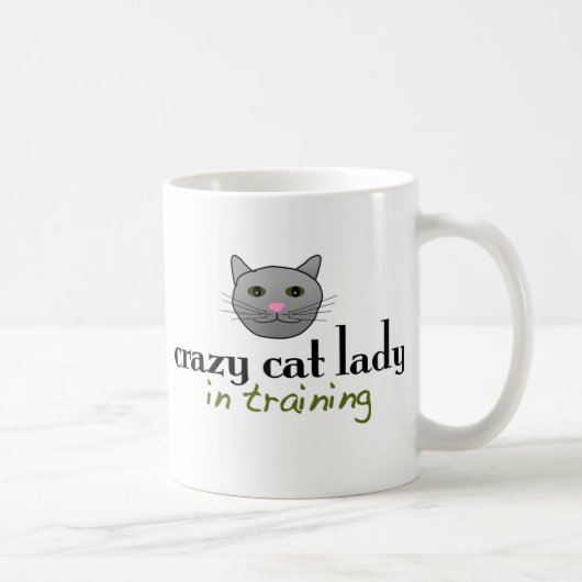 Verrückte Katzendame im Training Kaffeetasse (Rechts)